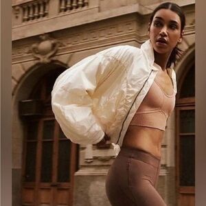 NEW Free People Movement FP Ivory Glitz Blitz Quilt Nylon Bomber Puffer Jacket S